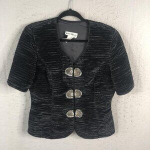 Karen Millen Jacket Womens 10 Pleated Short Sleeve Beaded Embellished Top